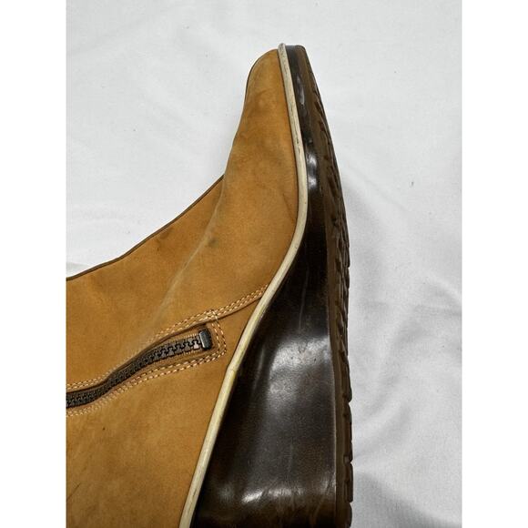 Timberland Wedge Boots Womens Tan Suede Zipper 2.5" Heel Pull On Shoe Sz US 8.5 - Picture 8 of 10